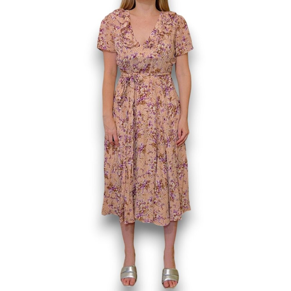 by TImo Dusty Pink Floral Open Back Wrap Midi Dress